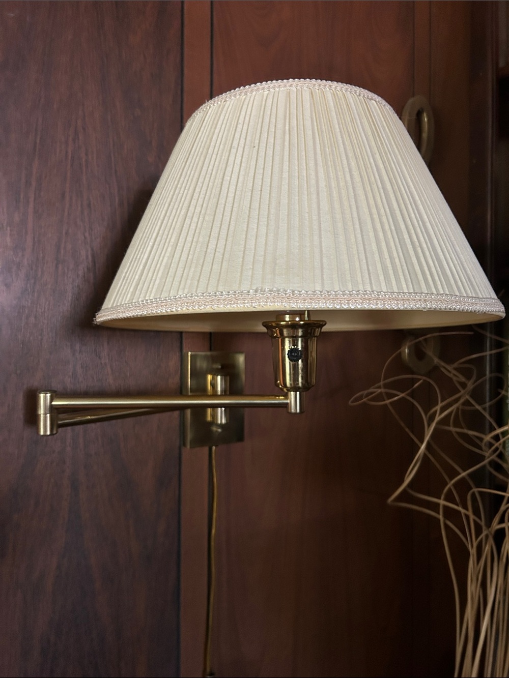 Brass Finish WALL Lamp - swivels out to 19”/folds halfway to 10”/ and then flat.